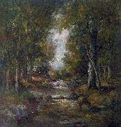 unknow artist River in a forest painting